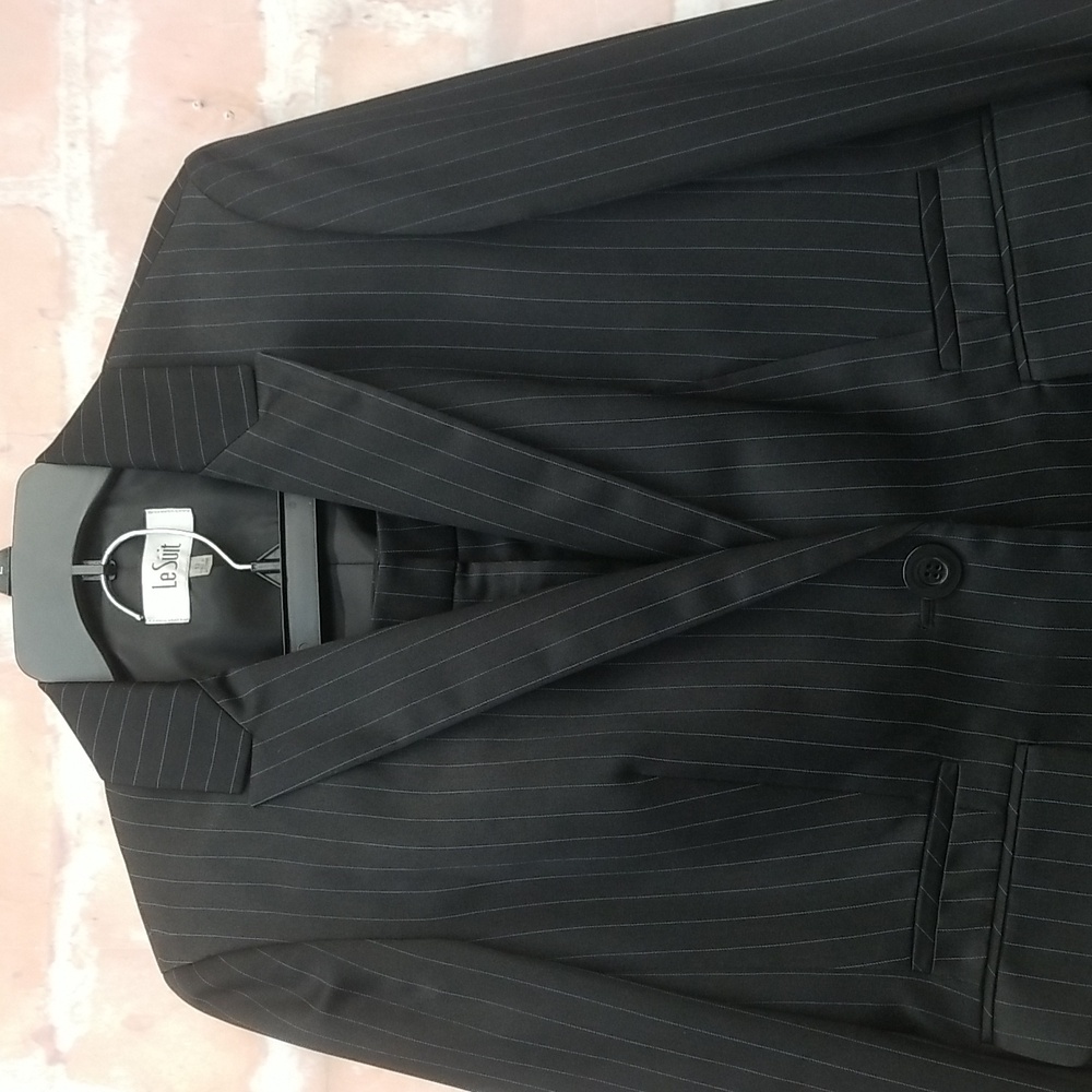 Le Suit Black Blue Pinstripe Suit - Picture 2 of 16
